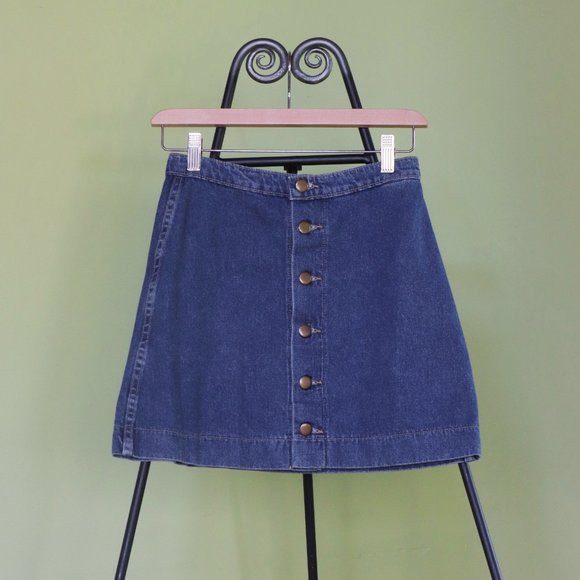 American Apparel Classic Denim Mini Skirt with Buttons A-line - Picture 1 of 3